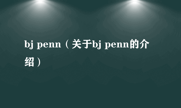 bj penn（关于bj penn的介绍）