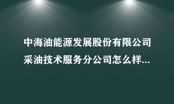 中海油能源发展股份有限公司采油技术服务分公司怎么样，工资待遇咋样
