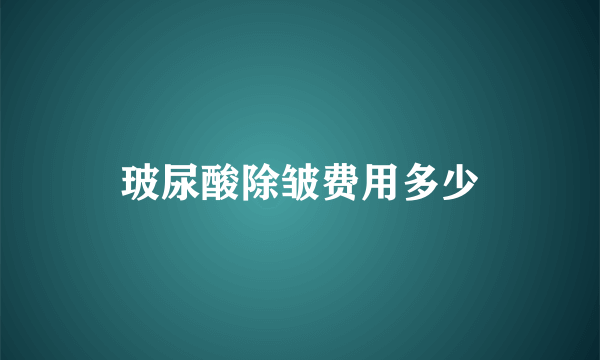 玻尿酸除皱费用多少
