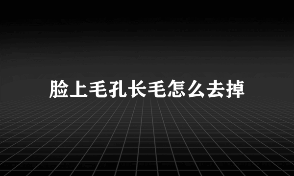 脸上毛孔长毛怎么去掉