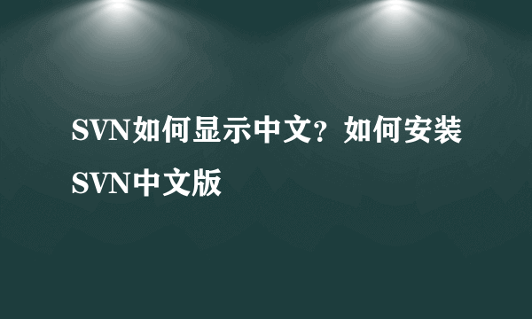 SVN如何显示中文？如何安装SVN中文版
