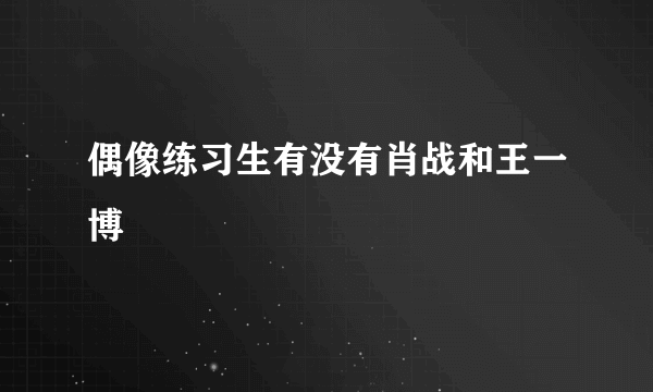 偶像练习生有没有肖战和王一博