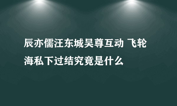 辰亦儒汪东城吴尊互动 飞轮海私下过结究竟是什么