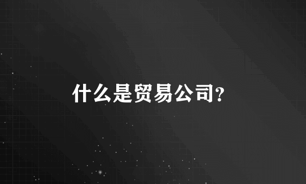 什么是贸易公司？