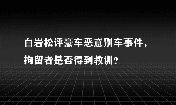白岩松评豪车恶意别车事件，拘留者是否得到教训？