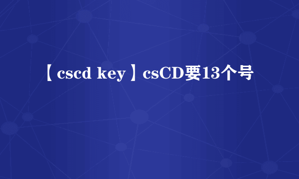 【cscd key】csCD要13个号