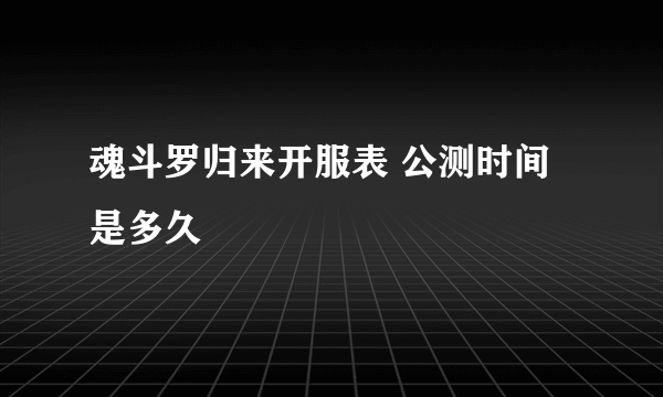 魂斗罗归来开服表 公测时间是多久