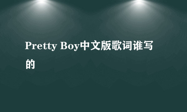 Pretty Boy中文版歌词谁写的