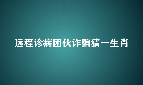 远程诊病团伙诈骗猜一生肖