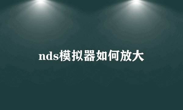 nds模拟器如何放大