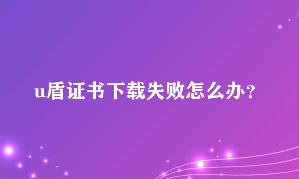 u盾证书下载失败怎么办？