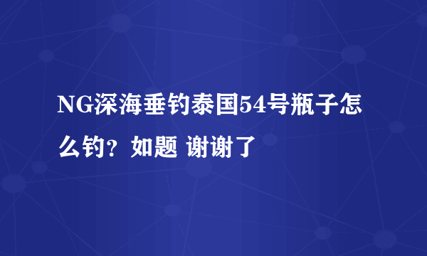 NG深海垂钓泰国54号瓶子怎么钓？如题 谢谢了