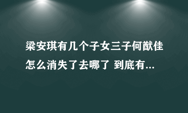 梁安琪有几个子女三子何猷佳怎么消失了去哪了 到底有没有何猷佳