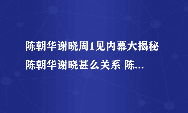 陈朝华谢晓周1见内幕大揭秘 陈朝华谢晓甚么关系 陈朝 - 个人资料
