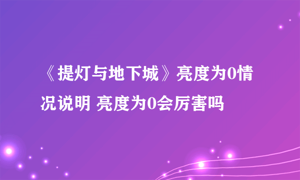 《提灯与地下城》亮度为0情况说明 亮度为0会厉害吗