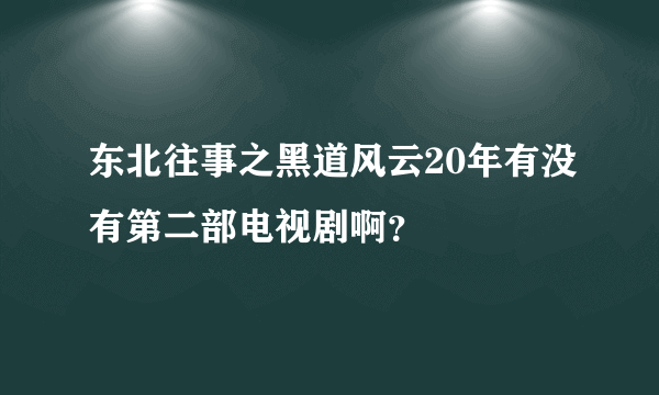 东北往事之黑道风云20年有没有第二部电视剧啊？