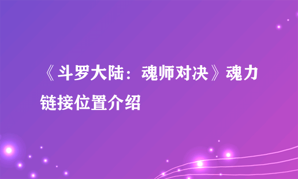 《斗罗大陆：魂师对决》魂力链接位置介绍