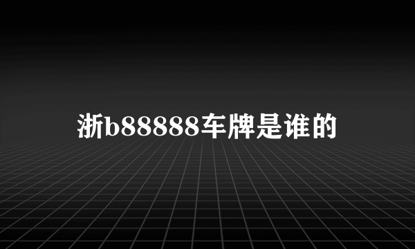 浙b88888车牌是谁的