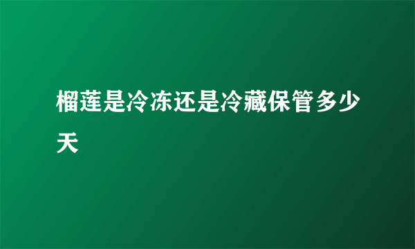 榴莲是冷冻还是冷藏保管多少天