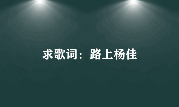求歌词：路上杨佳