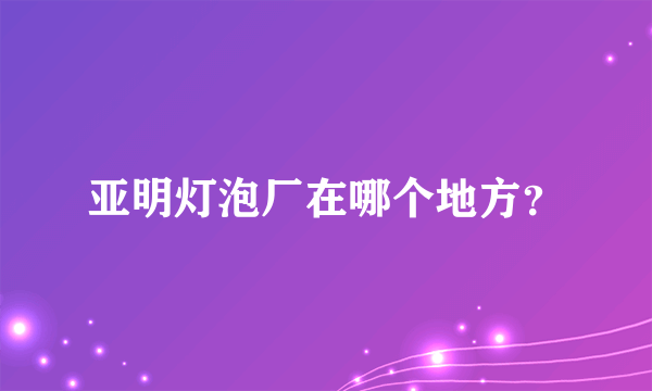 亚明灯泡厂在哪个地方？