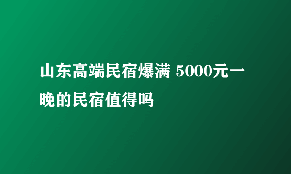 山东高端民宿爆满 5000元一晚的民宿值得吗