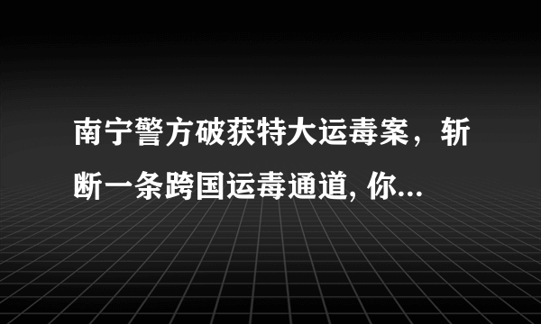 南宁警方破获特大运毒案，斩断一条跨国运毒通道, 你怎么看？
