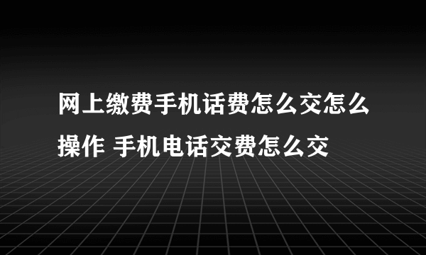网上缴费手机话费怎么交怎么操作 手机电话交费怎么交