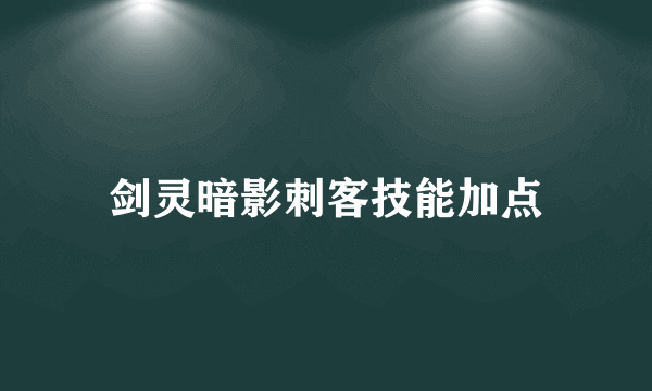 剑灵暗影刺客技能加点