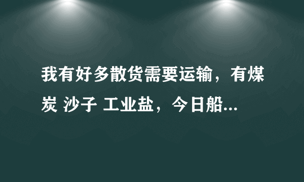 我有好多散货需要运输，有煤炭 沙子 工业盐，今日船期网什么时间开放呀？