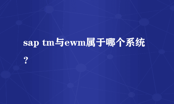sap tm与ewm属于哪个系统？