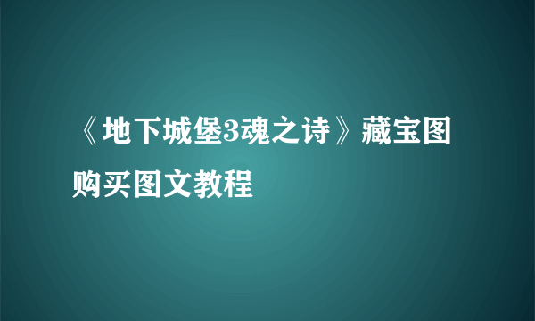 《地下城堡3魂之诗》藏宝图购买图文教程