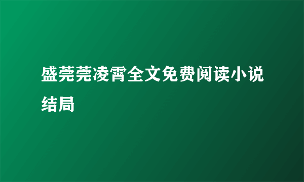 盛莞莞凌霄全文免费阅读小说结局