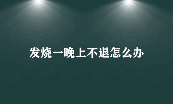 发烧一晚上不退怎么办