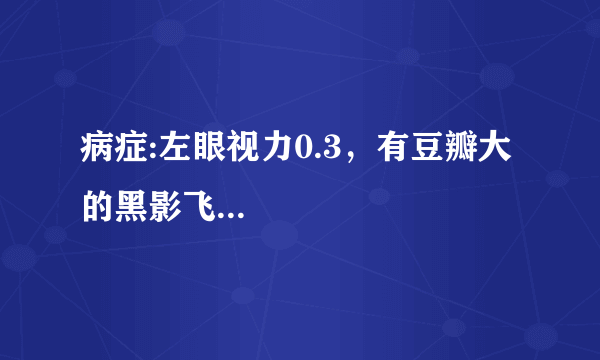 病症:左眼视力0.3，有豆瓣大的黑影飞...