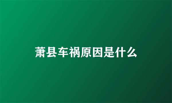 萧县车祸原因是什么