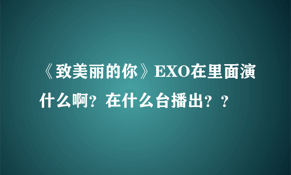 《致美丽的你》EXO在里面演什么啊？在什么台播出？？