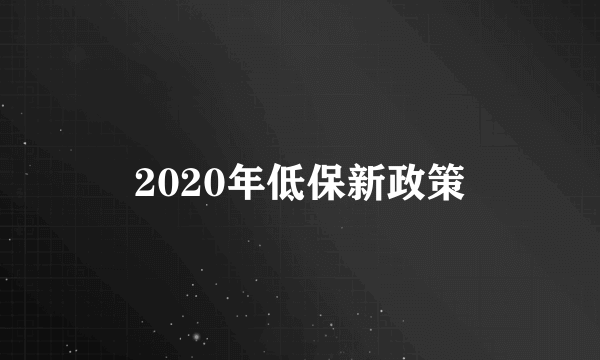 2020年低保新政策