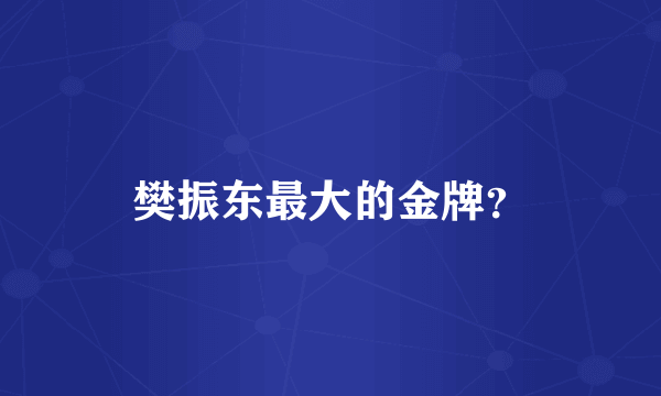 樊振东最大的金牌？