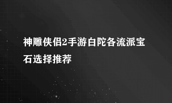 神雕侠侣2手游白陀各流派宝石选择推荐