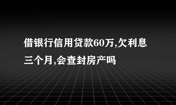 借银行信用贷款60万,欠利息三个月,会查封房产吗
