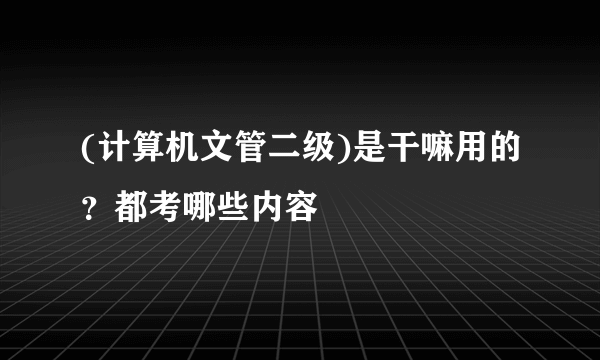 (计算机文管二级)是干嘛用的？都考哪些内容