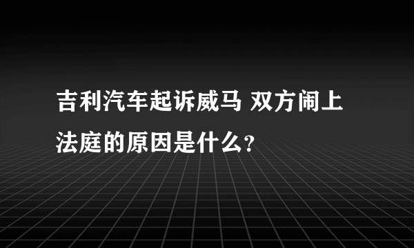 吉利汽车起诉威马 双方闹上法庭的原因是什么？