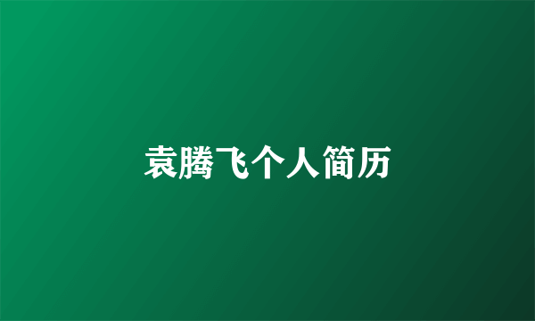袁腾飞个人简历
