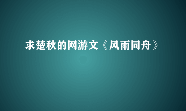 求楚秋的网游文《风雨同舟》