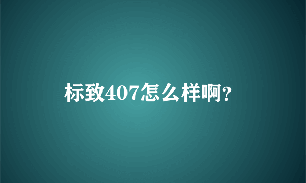 标致407怎么样啊？