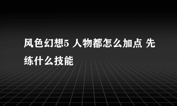 风色幻想5 人物都怎么加点 先练什么技能