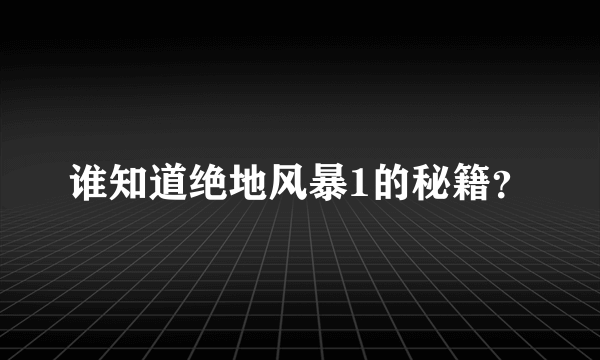 谁知道绝地风暴1的秘籍？